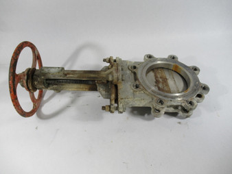 Generic Knife Gate Valve Size 6" 8 Bolt Pattern Red 10" Handle USED