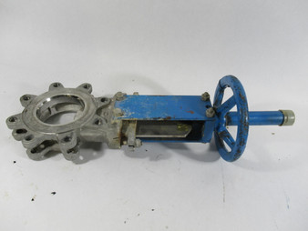 Orbinox Knife Gate Valve Size 4" Blue 8" Handle 8 Bolt Pattern USED