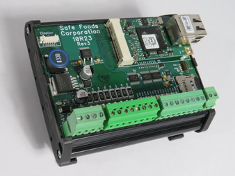 Safe Foods 10R23 DIN-Mount PLC Module Assembly Rev 3 w/ 2GB Memory Card USED