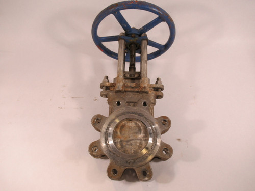 Generic Knife Gate Valve Size 3-1/2" Blue 11" Handle USED