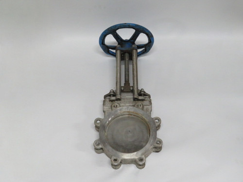 Generic Knife Gate Vale Size 8" 8 Bolt Pattern Blue 12" Handle USED