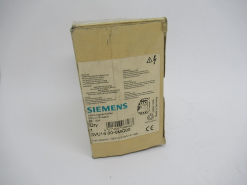Siemens 3VU1600-0MQ00 Starter Circuit Breaker 28-40Amp 3 Pole 50/60Hz NEW