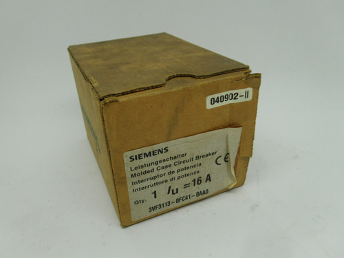Siemens 3VF3113-0FC41-0AA0 Circuit Breaker 16A 415V 3Pole 50/60Hz NEW