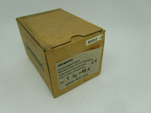 Siemens 3VF3113-0FJ41-0AA0 Circuit Breaker 40A 415V 3Pole 50/60Hz NEW