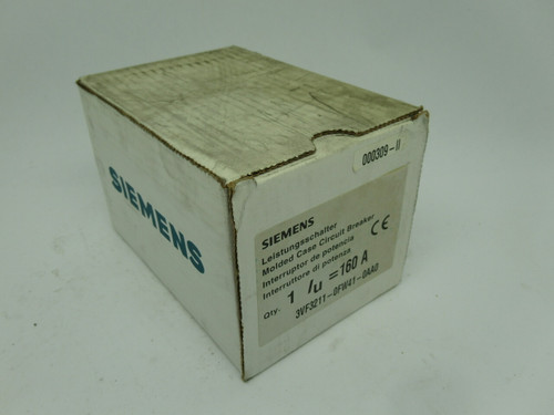 Siemens 3VF3211-0FW41-0AA0 Circuit Breaker 160A 415V 3Pole 50/60Hz NEW
