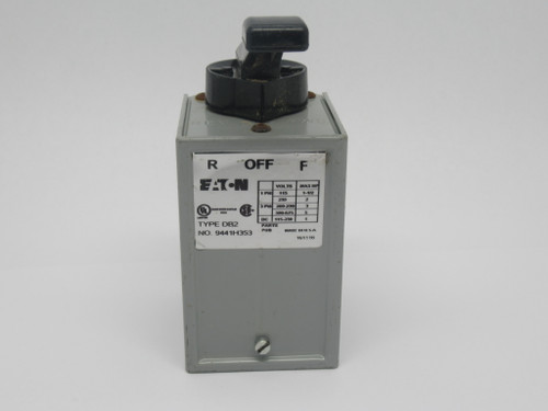 Eaton 9441H353 Drum Switch Lever Reverse/Off/Forward 3 Pole USED