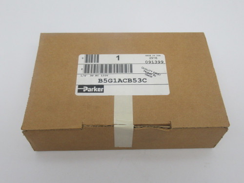 Parker B5G1ACB53C 2-Pos. Solenoid Valve 1/4" 120V 50/60Hz 145Psi 3W 1034kPa NEW