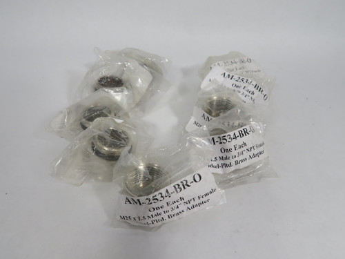 Sealcon AM-2534-BR-O M20x1,5M to 3/4"FNPT Nickle Plated Brass Adapter Lot/9 NOP