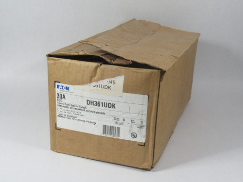 Eaton DH361UDK Heavy Duty Safety Switch Ser.C 30A 600V 3-Pole NEW