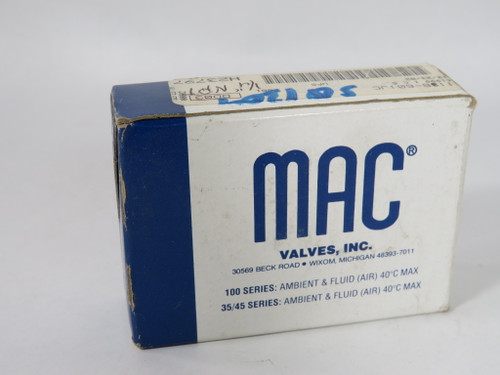 Mac 113B-601JC 3-Way Solenoid Valve 1/4" NPTF 12VDC@8.5W 150 PSI DMG BOX NEW