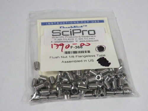 SciPro F-368 Stainless Steel Flangeless Flush Nut 1/8" OD Lot of 79 NWB
