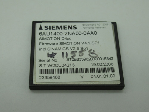 Siemens 6AU1400-2NA00-0AA0 Simotion D4xx Compact Flashcard F/W V4.1 SP1 USED