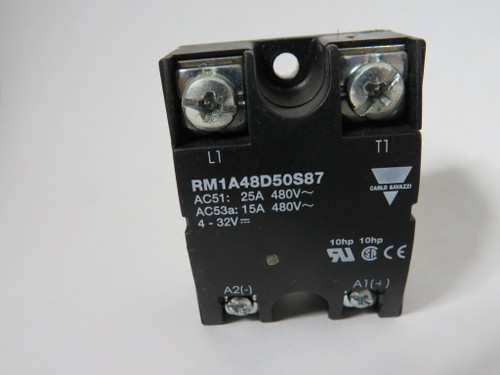 Carlo Gavazzi RM1A48D50S87 Solid State Relay 4-32VDC 480VAC 25A 10HP USED