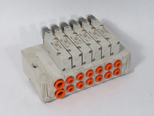 SMC SY5140-5LZD Solenoid Manifold Assembly 6-Station 24VDC 0.15-0.7 MPa USED