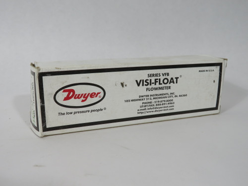 Dwyer VFB-91-SSV Acrylic Flowmeter 1-10 SCFH Air 4" Scale SHELF WEAR NEW