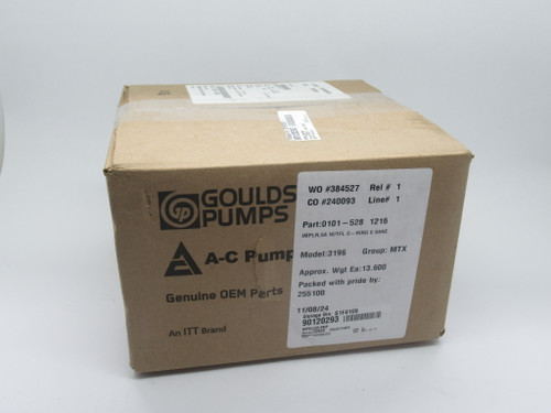 Goulds Pumps 0101-528-1216 6-Vane Impeller 4x6x10 SEALED NEW