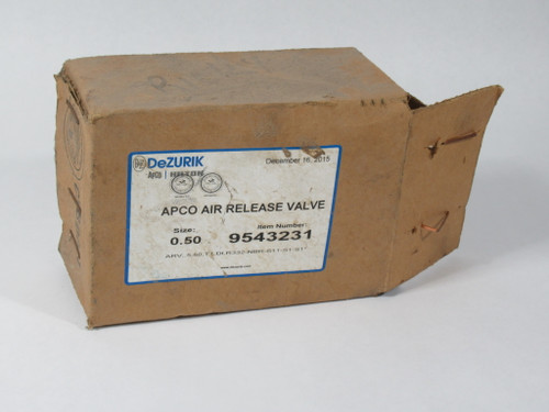 Dezurik 9543231R005 Apco Air Release Valve Size 0.5 175 psi 250F NEW