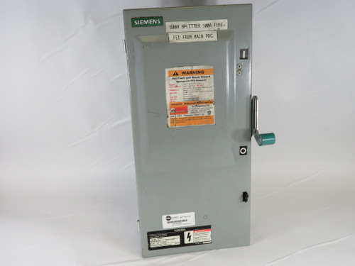 Siemens ID363 Enclosed Industrial Safety Switch 100A 600VAC 3P USED