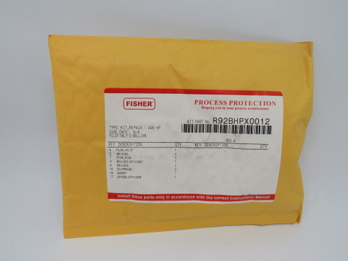 Fisher R92BHPX0012 High Pressure Valve Repair Kit Rev. A SEALED NWB