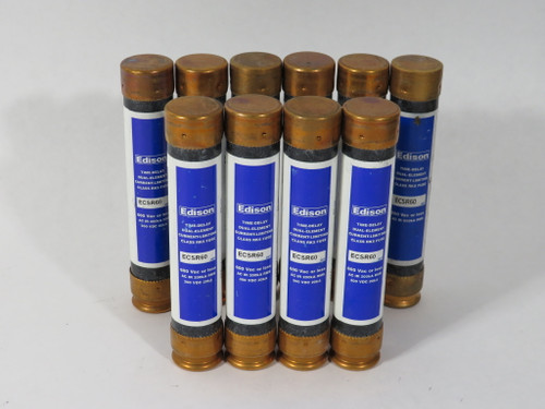 Edison ECSR60 Time-Delay Fuse 60A 600V 300VDC Lot of 10 USED
