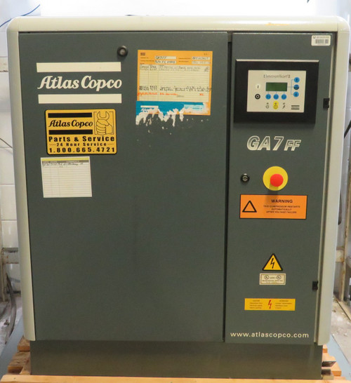 Atlas Copco GA7 Rotary Screw Compressor Type GA7 FF 153 psi 1.06MPa 10HP USED