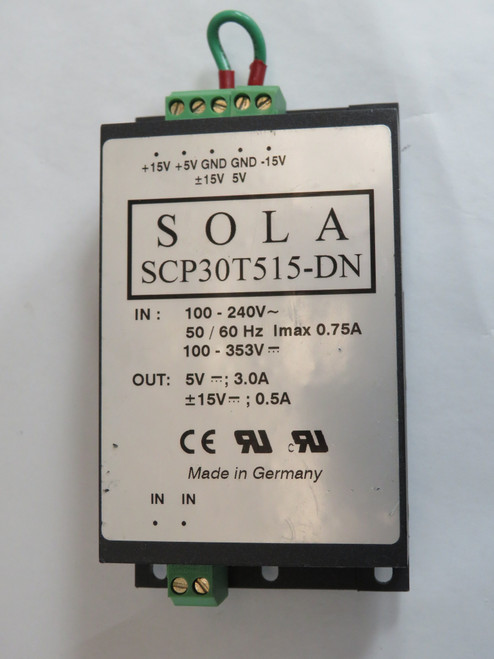 Sola SCP30T515-DN Power Supply Output: 5VDC 3A 15VDC .5A USED