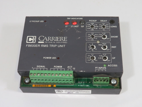 Carriere FB600ER2 5-2511-0002 RMS Trip Unit *Damage to GF Indicator* USED