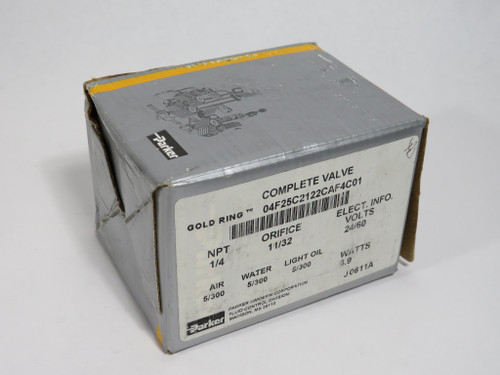 Parker 04F25C2122CAF4C01 Solenoid Valve 24V 60Hz 1/4" NPT 2/2 NC SHELF WEAR NEW