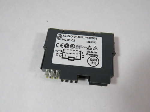 Moeller XN-2AO-U-10-0-10VDC Analog Output Module XI/ON 24 VDC 2AO  USED