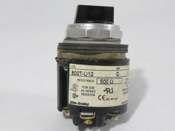 Allen-Bradley 800T-U12 Potentiometer Selector Switch Ser Q 300Vac 2W USED