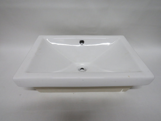Cantrio Koncepts PS-111 White Square Porcelain Overflow Vanity SINK ONLY NEW