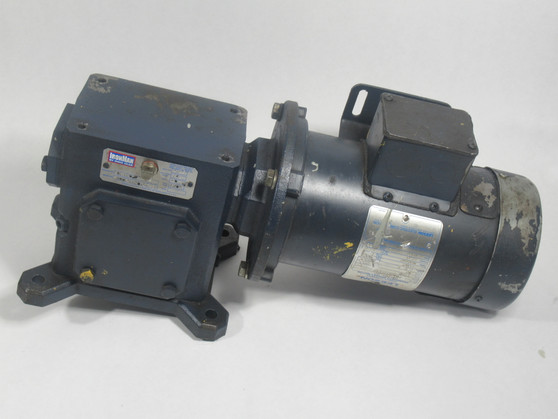 Leeson 1/3HP 1750RPM 90VDC MSS56C TEFC 3Ph 3.5A C/W Gear Reducer 20:1 Ratio USED