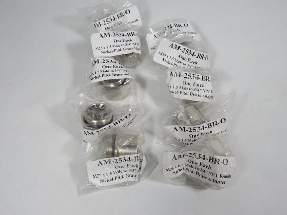 Sealcon AM-2534-BR-O M25x1.5M to 3/4"FNPT Nickle Plated Brass Adapter Lot/10 NOP