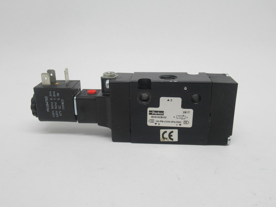 Parker B5G1ACB53C 2-Pos Solenoid Valve 1/4" 120V@50/60Hz 145psi 5.3W USED