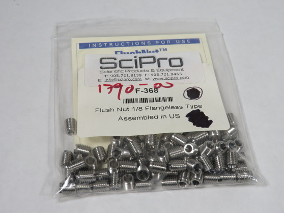 SciPro F-368 Stainless Steel Flangeless Flush Nut 1/8" OD Lot of 79 NWB