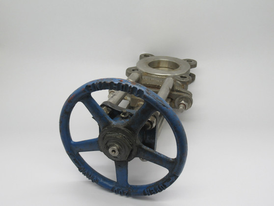 Trueline KF8112-0300-TW-H Knife Gate Valve Size 3" 4 Bolt Blue SHELF WEAR USED