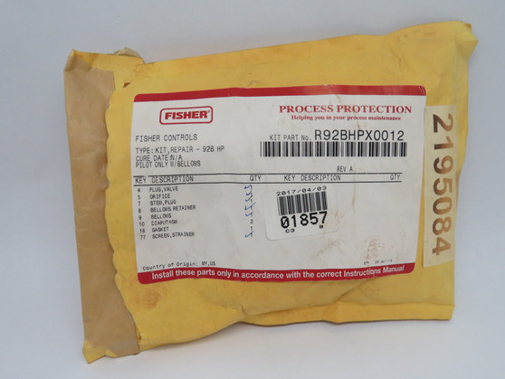 Fisher R92BHPX0012 High Pressure Valve Repair Kit Rev. A Open Inner Box NWB