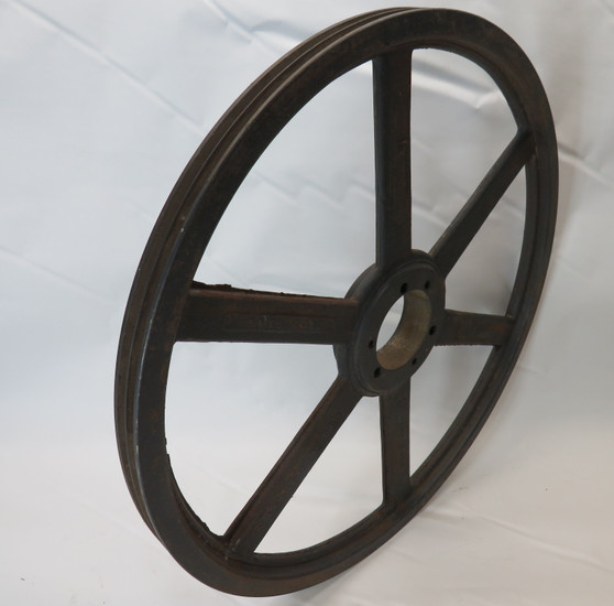 Stratford 3V19.00X2 Sheave 1/2-2-5/8"ID SK Bushing 2 Grooves 19"OD RUST USED