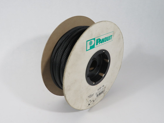 Panduit SE38P-TR0 Braided Expandable Sleeving Black .375" Dia 121' Length NEW