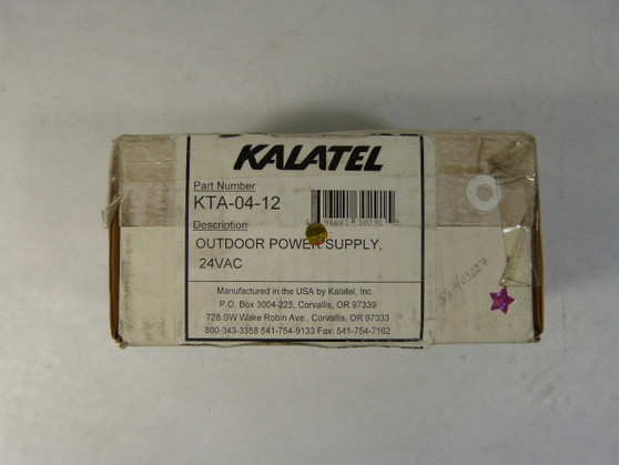 Kalatel KTA-04-12 Outdoor Power Supply 24VAC  NEW