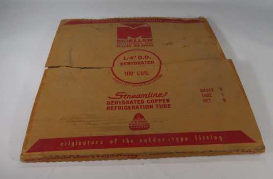 Mueller D04100 Copper Dehydrated Refrigeration Tube 1/4" OD 100' BOX DMG NEW