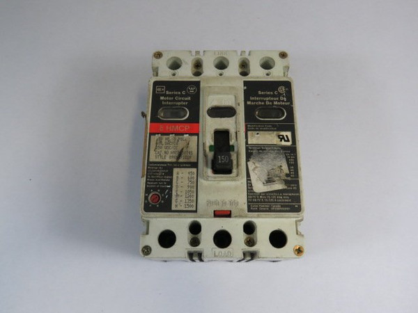 Westinghouse HMCP150T4S Circuit Breaker 600VAC 150A 3-Pole  USED
