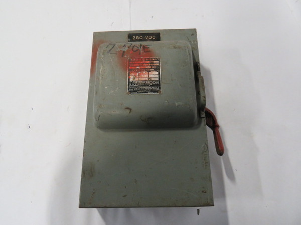 General Electric TC72262 Type HD Double Throw Switch 60A 600VDC 15HP 2P  USED