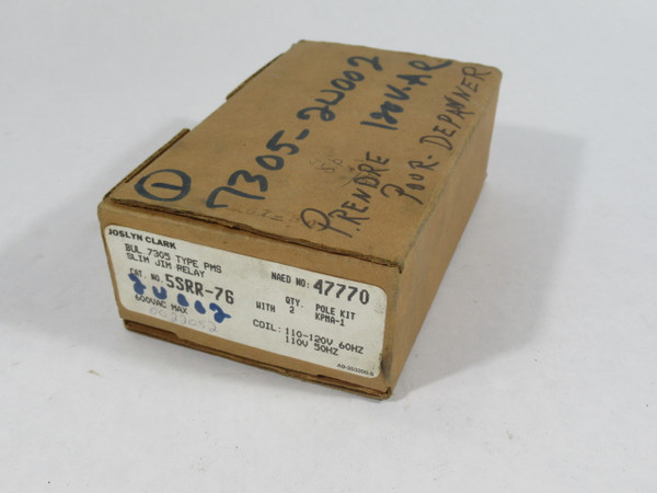 Joslyn Clark 5SRR-76 Slim Jim Relay 600VAC Max Coil 110-120V 60Hz NEW