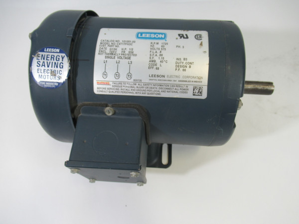 Leeson C4T17FH3C 1/2HP 1725rpm 575V S56 TEFC 3Ph .8A 60Hz SHELF WEAR/NO KEY NOP