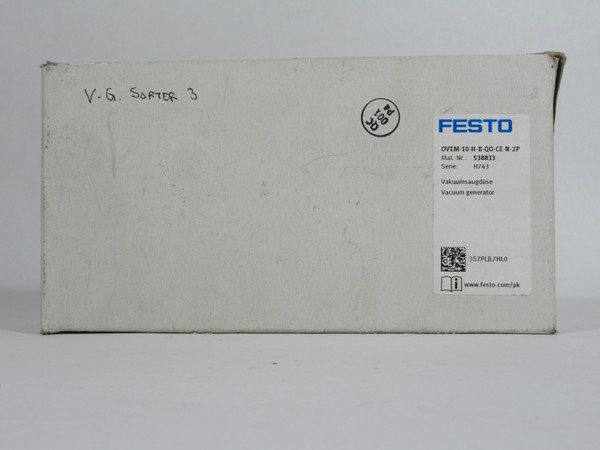 Festo 538833 OVEM-10-H-B-QO-CE-N-2P Vacuum Generator 24VDC 270mA NEW