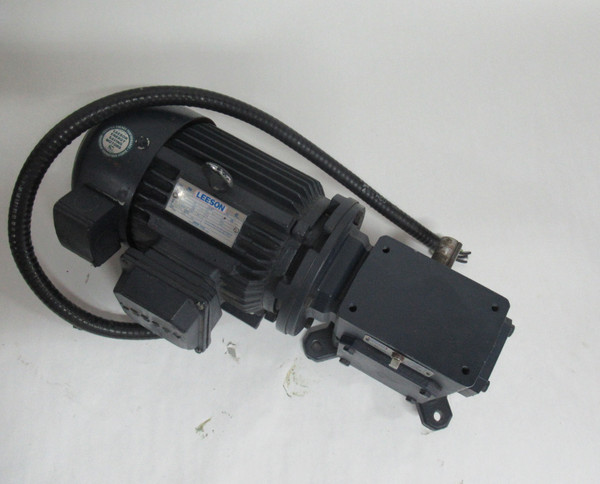Leeson 2HP 1450rpm 190/380V 145TC TEBC 3Ph C/W Gear Reducer 20:1 Ratio USED