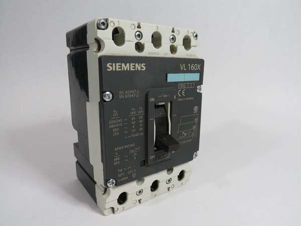 Siemens 3VL1705-1DA33-0AA0 Circuit Breaker VL160X 50A 600V 3-Pole USED
