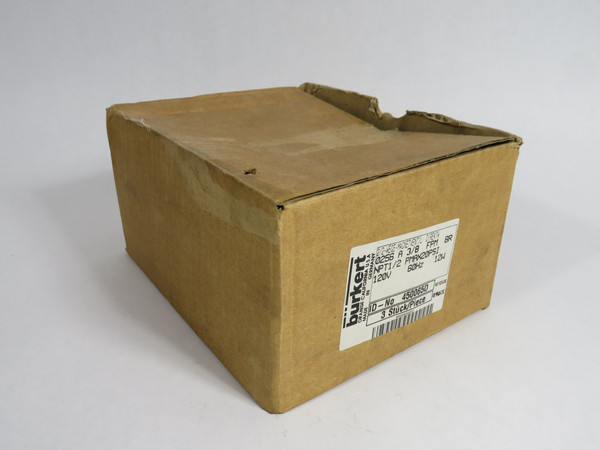 Burkert 450065D Solenoid Valve 120V 60Hz 12W 0256-A-3/8-FPM-BR-NPT1/2 3-Pk NEW