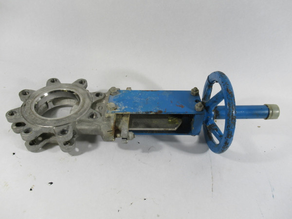 Orbinox Knife Gate Valve Size 4" Blue 8" Handle 8 Bolt Pattern USED
